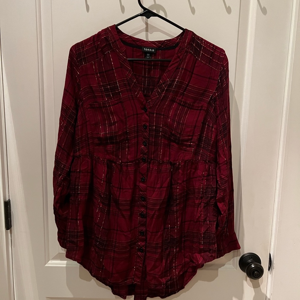 Torrid Emma Plaid Lurex Babydoll Tunic